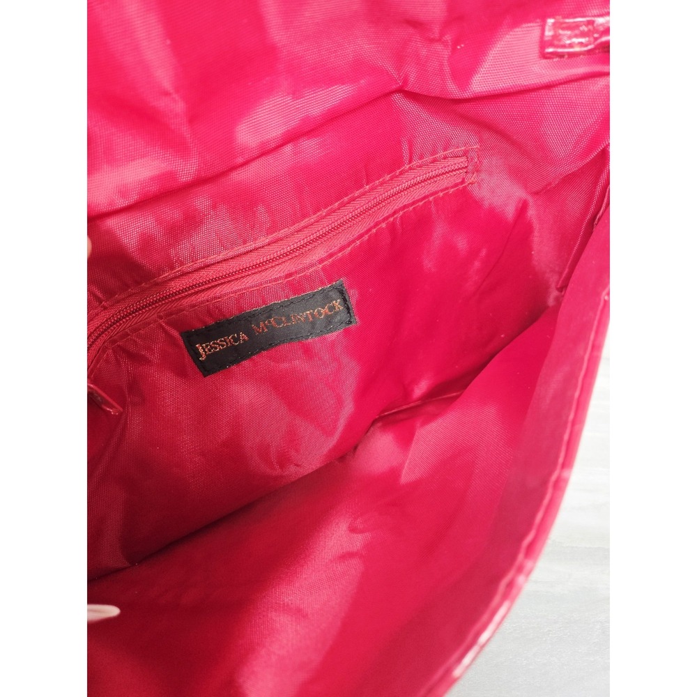 Vintage Jessica McClintock Red Roses  Faux Leather Envelope Clutch‎ Shouder Bag - Picture 9 of 10